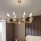 Maison Ornate Retro Industrial chandelier with eight candle LED bulbs and sparkling crystal accents.