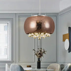 Maison Ornate Modern Crystal Hanging Light features elegant crystal details and sleek modern lines.