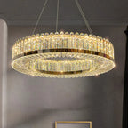 Maison Ornate Crystal LED Hallway Chandelier with geometric design and sparkling crystal accents.