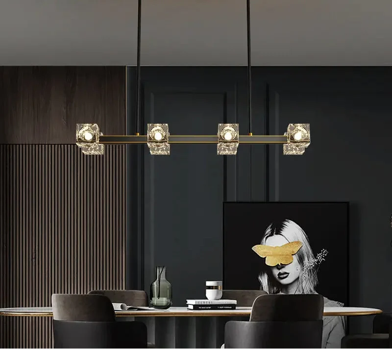Maison Ornate Modern Crystal Chandelier with airy suspension and variable shape, elegant and contemporary lighting.
