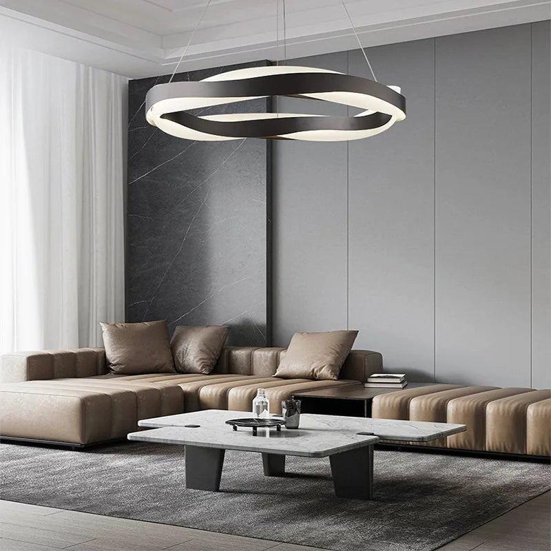 Maison Ornate Golden Crystal Chandelier with Modern LED Rings, sparkling design and elegant crystal details.