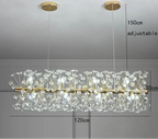 Maison Ornate gold and crystal dandelion chandelier with Art Deco style, 120x30cm, adjustable cables.