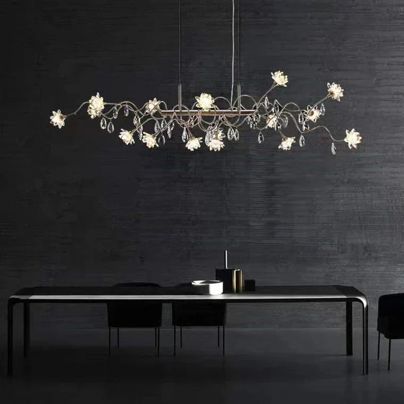 Maison Ornate Postmodern Nordic Crystal Chandelier LED G4 with floral lights and sparkling crystal accents.