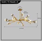 Maison Ornate Postmodern chandelier with 15 crystal LED arms, adjustable rod, unique modern design.