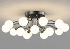 Maison Ornate Crystal Ball Chandelier with LED star lights and clear glass accents, modern elegance.