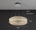 Maison Ornate Crystal Ball Pendant chandelier, two tiers, 50cm wide, 16cm high, stainless steel adjustable cord.