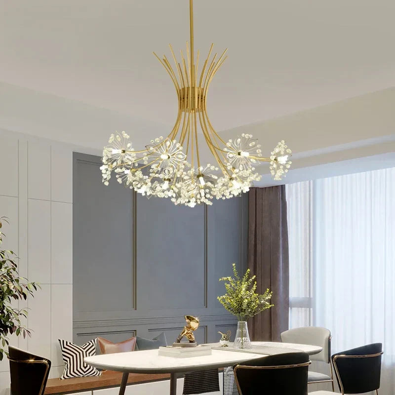 Maison Ornate Modern Crystal Dining Room Chandelier with LED lighting, elegant crystal detailing.