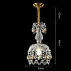 Maison Ornate Crystal Chandelier with gold accents, glass droplets, LED lighting; size: 60x40x23 cm.