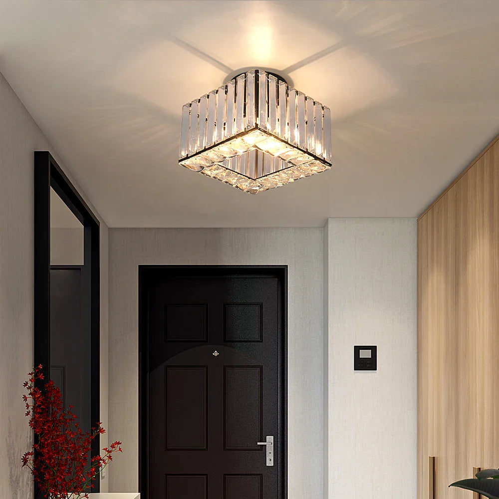Maison Ornate Elegant Art Deco Crystal Chandelier with adjustable lights, casting soft ceiling reflections.