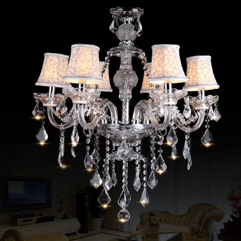 European Crystal Chandelier with Tassels for Living Room Bedroom