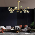 Maison Ornate Elegant Modern Crystal Glass Pendant Chandelier, refined glass detail and contemporary silhouette suspended stylishly.