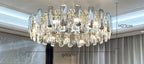 Maison Ornate Modern Crystal LED chandelier with gold accents, 60 cm wide, 23 cm high.