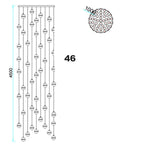 Maison Ornate Crystal Sphere Chandelier with vertical LED strands, round bulbs, circular 1000mm diameter. Top view only.