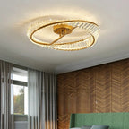 Maison Ornate Industrial Crystal Chandelier with LED, circular gold frame and sparkling crystal accents.