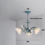 Art Deco Crystal Chandelier with Pastoral Glass Flowers