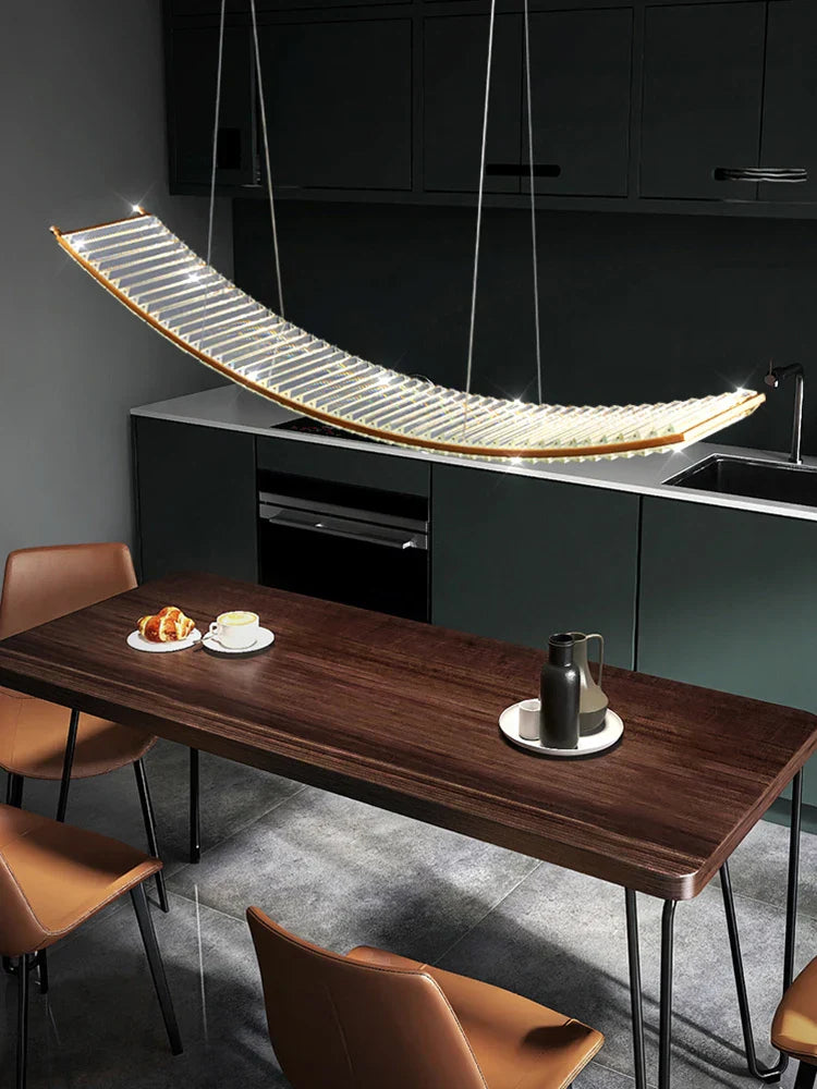 Gold Crystal Chandelier for Modern LED Lighting by Maison Ornate, elegant, suspended centerpiece.