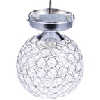 Silver-framed modern chandelier with circular crystal accents, offering a sparkling, textured decorative look.