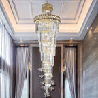 Maison Ornate Modern Crystal Chandelier with gold accents, elegant multi-tiered design for villas and hotels.