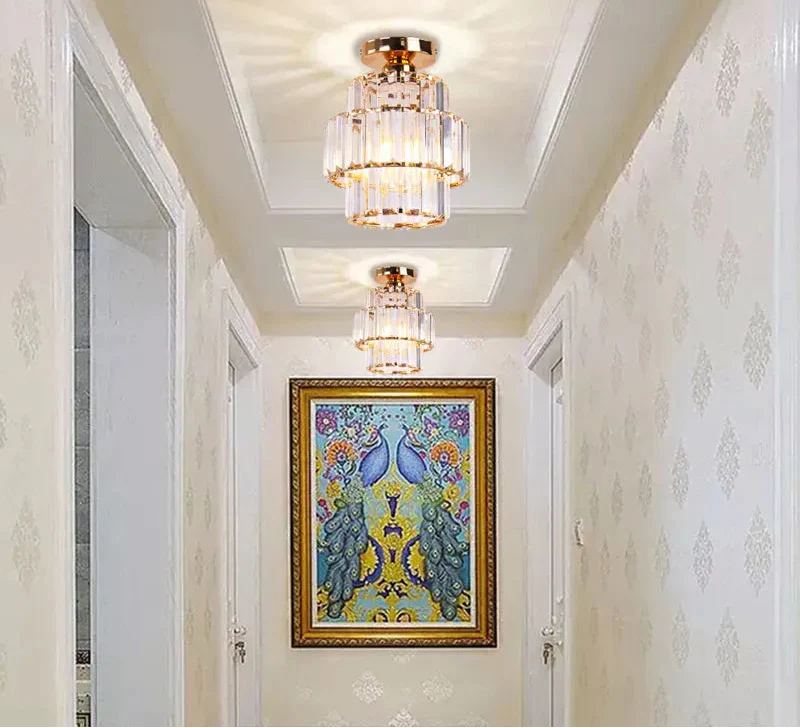 Two Maison Ornate K9 Crystal Art Deco Indoor Pendant Lights with intricate, sparkling crystal details.