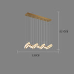 Maison Ornate Modern Crystal Hanging Light with four curved LED elements on a gold mount.