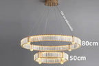 Maison Ornate Nordic chandelier with two crystal-trimmed LED tiers suspended by adjustable wires.