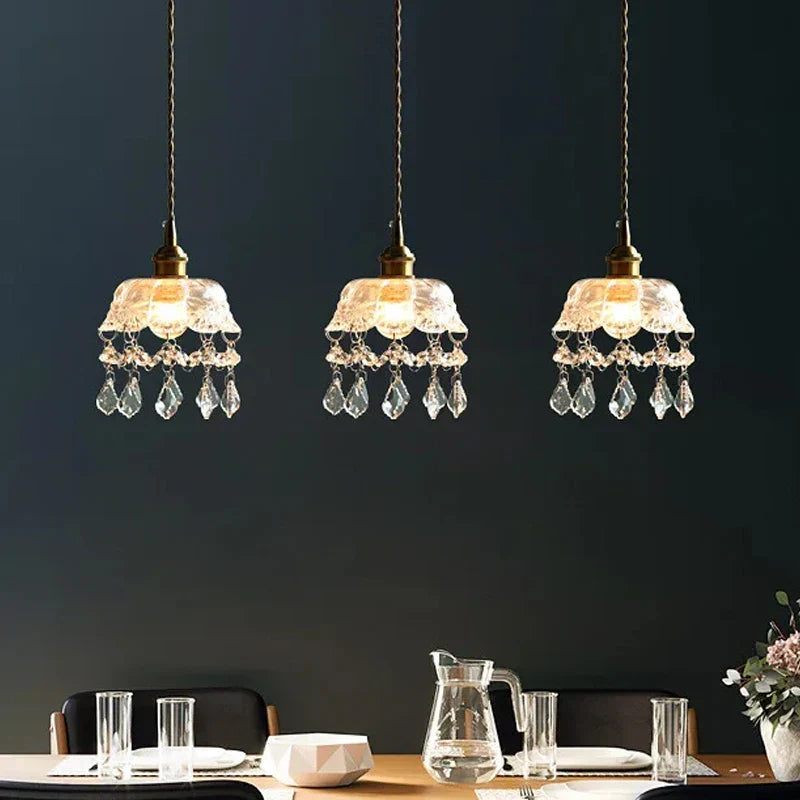 Three Maison Ornate Nordic Crystal Glass Chandeliers, intricately detailed and gleaming with elegant crystal accents.