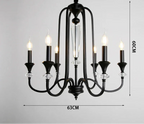Maison Ornate Vintage Crystal Chandelier with LED, six arms, candle bulbs, glass accents, central column.