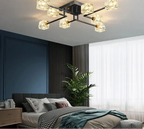 Maison Ornate’s Modern Crystal Chandelier featuring airy suspension and variable shape, illuminated by LED lights.