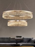 Maison Ornate Modern Crystal Ball Chandelier with Luxury Rings, elegant lighting feature, contemporary design.