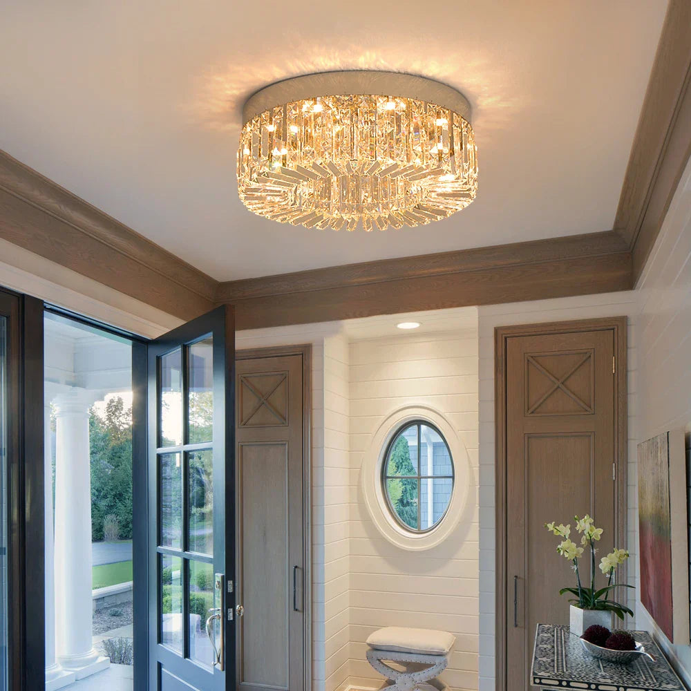 Maison Ornate Modern Gold Crystal Bedroom Chandelier with Integrated LED, elegant and luxurious lighting fixture.