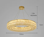 Maison Ornate Art Deco crystal chandelier with warm LED, three wires, 100cm diameter, adjustable hanging.