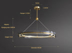 Gold Art Deco crystal chandelier, circular 60cm design, 7cm ring, three-wire suspension—modern minimalist style.
