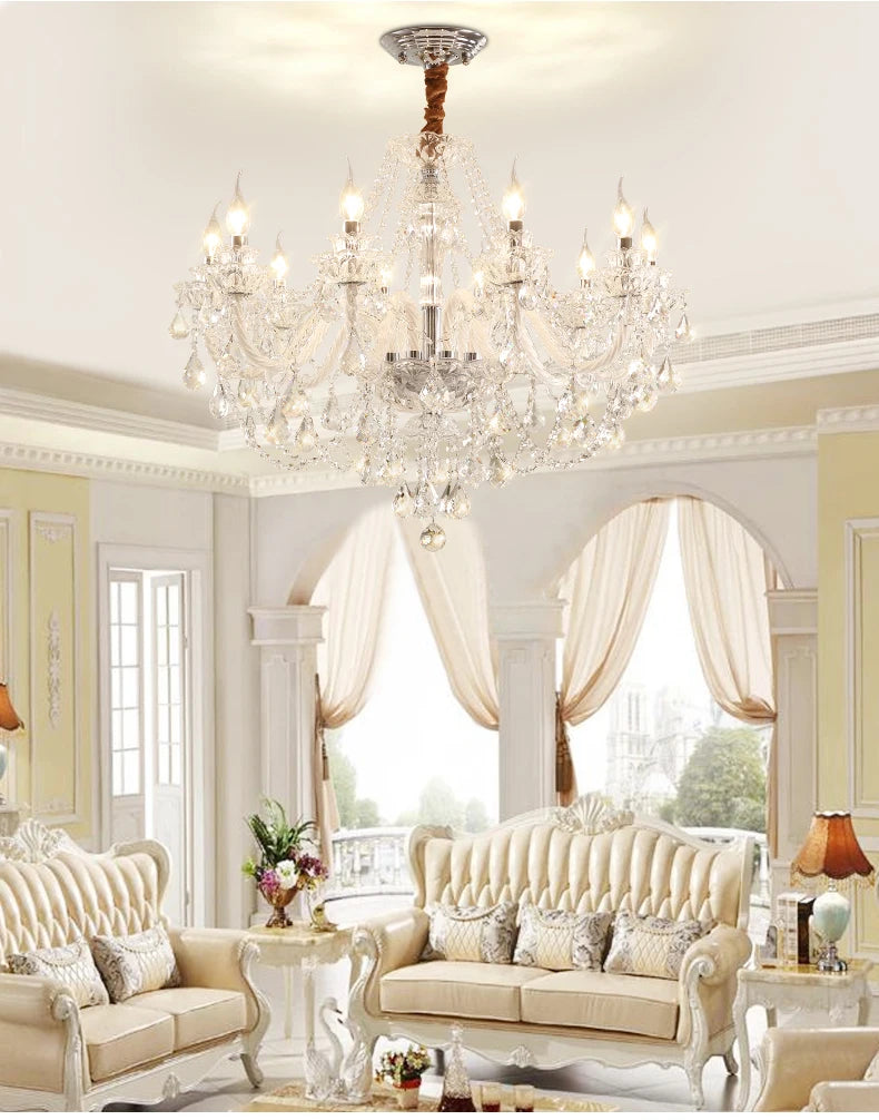 Grand lustre en cristal élégant pour salon et salle à manger