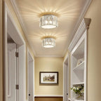 Maison Ornate Luxurious Round Crystal Hallway LED Chandelier, elegant design, creates stunning starburst light patterns.