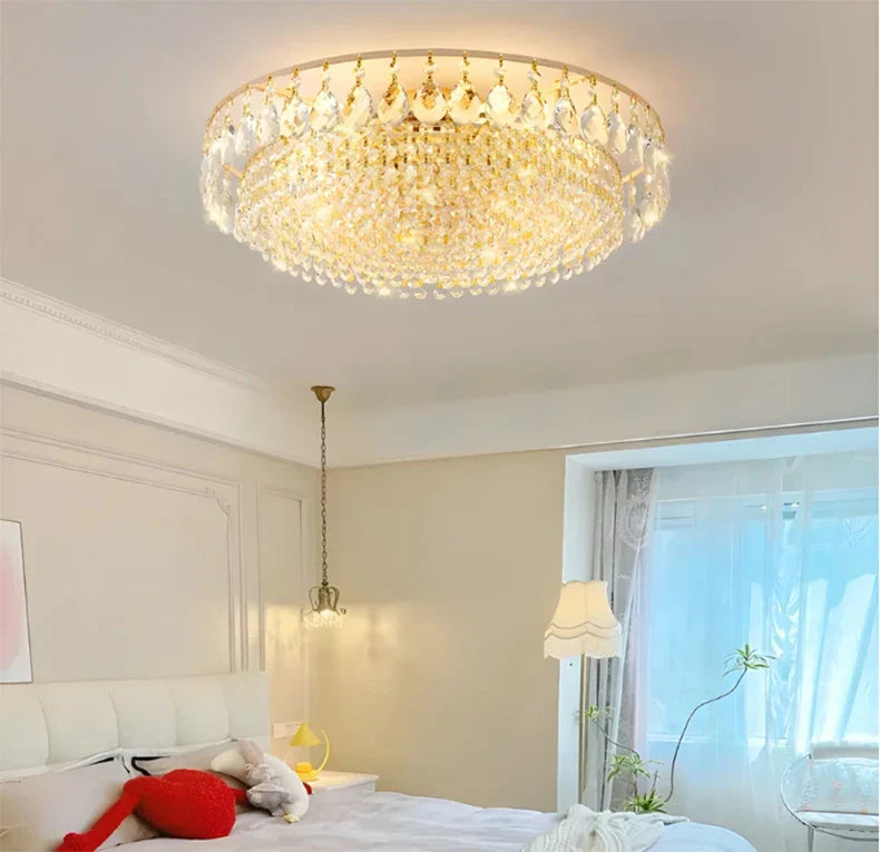 Modern LED Crystal Art Deco chandelier by Maison Ornate with gold accents and elegant design.