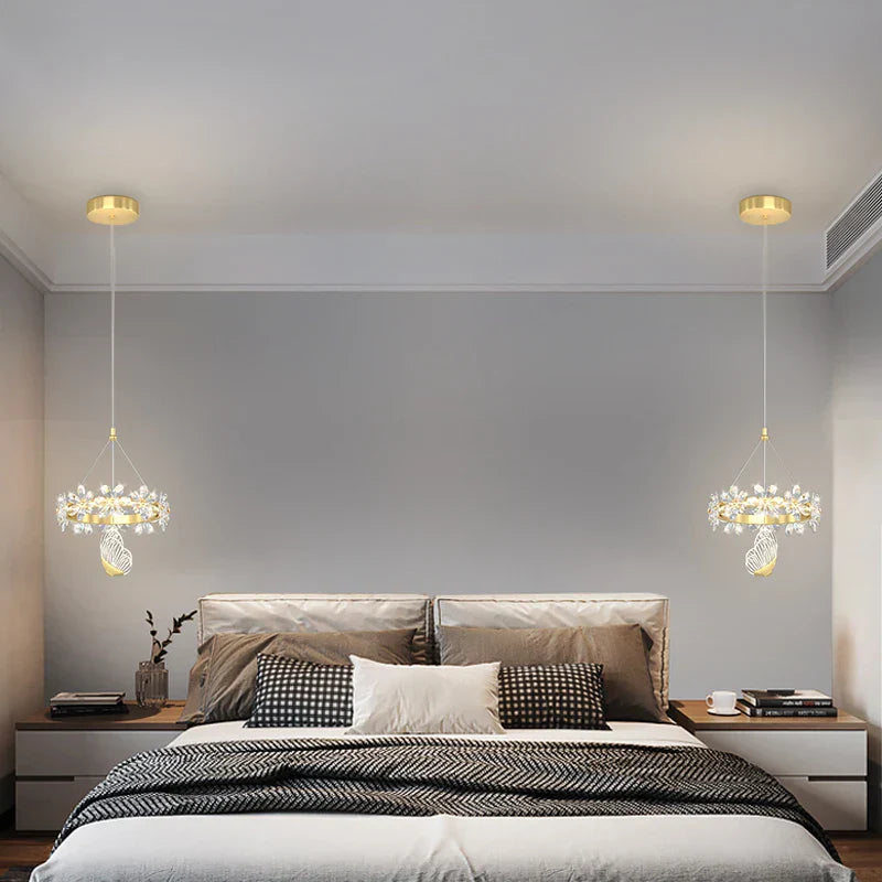 Maison Ornate Minimalist Single-Head Crystal Ball Pendant Lights, elegant clear glass chandelier lighting.
