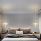 Maison Ornate Minimalist Single-Head Crystal Ball Pendant Lights, elegant clear glass chandelier lighting.