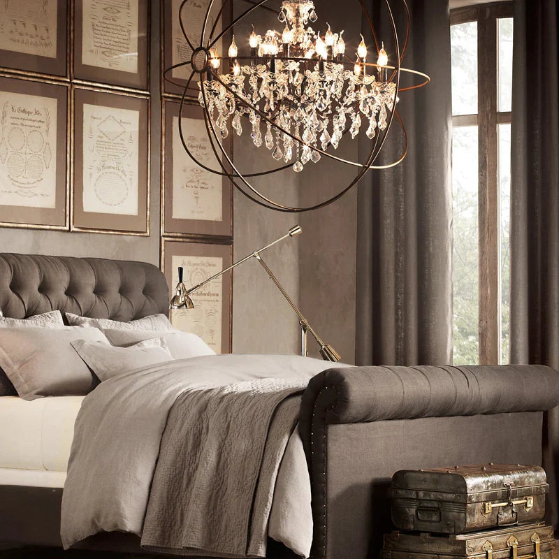 Vintage Crystal Industrial Chandelier with Elegant Design