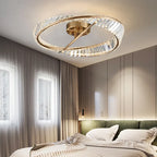 Maison Ornate Modern Dimmable LED Crystal Glass Chandelier with Rings, elegant and contemporary lighting fixture.