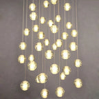 Maison Ornate Crystal Sphere Chandelier with LED, featuring glowing pendants at varying heights.