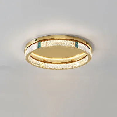 Lustre Moderne en Verre Cristal Rond à 3 Couches avec LED