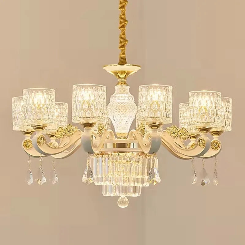 Lustre Baroque en Cristal Design Moderne Élégant en Verre