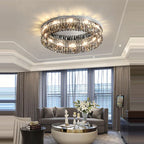 Maison Ornate's Rectangular LED Crystal Chandelier, rectangular and sparkling with elegant crystal detailing.