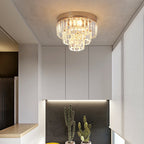 Maison Ornate Modern K9 Crystal Dining Room Chandelier with LED, elegant crystals and sleek gold accents.