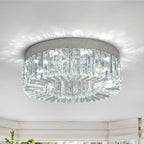 Maison Ornate gold crystal bedroom chandelier with integrated LED, modern design, sparkling crystal accents.