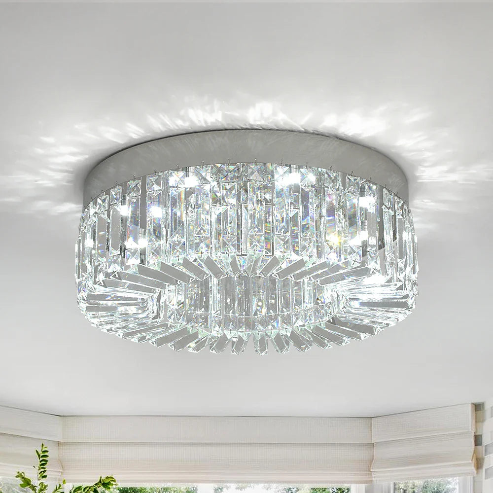 Maison Ornate gold crystal bedroom chandelier with integrated LED, modern design, sparkling crystal accents.