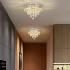 Two Maison Ornate Unique Shape Modern Crystal LED Pendant Lights with contemporary, elegant design.