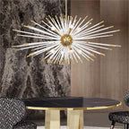Maison Ornate Golden Crystal Dandelion Shape LED chandelier with intricate gold and crystal detailing.