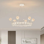 Maison Ornate crown-shaped crystal ball chandelier, sparkling crystals, modern playful ceiling fixture.