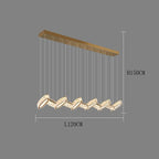 Modern crystal chandelier with zigzag LED crystals, gold accents, slim suspension; 150x120cm.